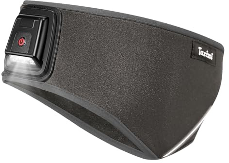 Taximi Ohrenwärmer Stirnband mit Licht - Stirnlampe LED Wiederaufladbar Stirnbänder, Sport Stirnband Damen Winter Warm für Jogging Fahrrad Skifahren (Grau)