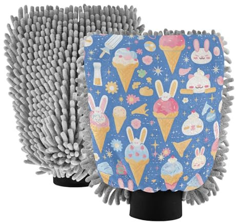 Guanto da lavaggio antigraffio per lavaggio auto blu pesca gelato per spugna rondella auto