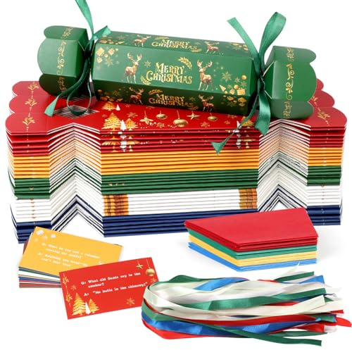 SULOLI Machen Sie Ihre eigenen Weihnachtsknallbonbons, 30 Stück, füllen Sie Ihre eigenen Knallbonbons, DIY-Knallbonbons, Weihnachts-Knallbonbons, Bastelset (kein Schnapp)