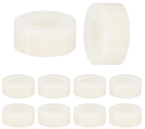 M METERXITY 100 Piezas Arandelas De Nylon 3.2mm Diámetro Separadores Blanco | Redondos De Plástico, 7mm Diámetro Externo, 3mm Longitud, Sin Roscar/Bulones M3 Tomas