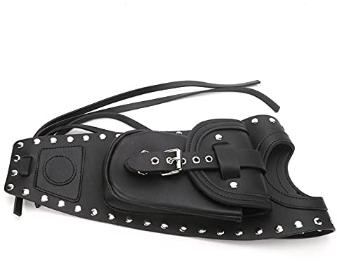 WIHFHGZ Bolsa Depósito Moto Cubierta Tanque Gas Cuero Artificial Negro - Amplio Almacenamiento, Instalación Rápida con Correas, Ideal para Aventuras