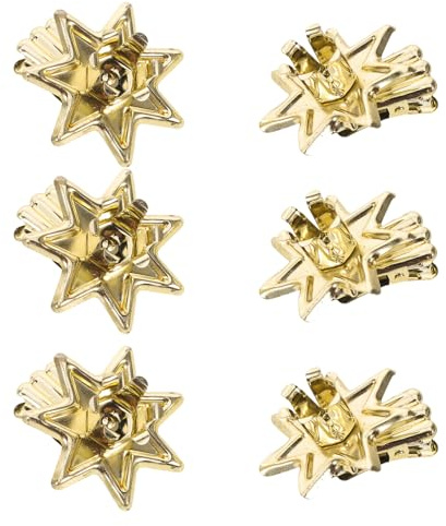 Cabilock Lot de 12 Clips Porte-Bougie en Métal Doré Forme Étoile Porte-Bougies pour Sapin de Noël Accessoires Décoratifs Festifs Anti-Gouttes pour Décoration de Fête et Table