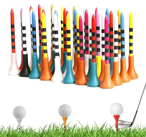 GSRIGW 50 Stück Golf Tees, 83mm Bunt Golf Tees Kunststoff, Reduzieren Die Seitliche Drehung und Reibung, Für Abschlag und Übungs