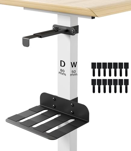 PC Halterung Unter Schreibtisch Ohne Bohren, CPU Halterung für Höhenverstellbarer Schreibtisch, Computer Halter für Vierkant Tischbein 80×50mm, Stabil PC Mount für Gaming Büro