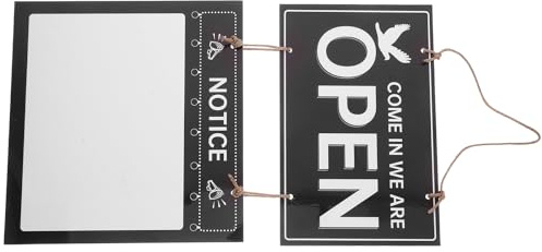 HOMSFOU Letrero Comercial Decorativo Reversible en Tonos Oscuros y Claros, Tablero Borrable de Doble Cara, Cartel Abierto y Cerrado para Tiendas y Restaurantes, Señal Vintage para Puerta,