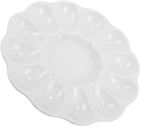 EPIGEIST Portauova in Ceramica 12 Scomparti 8 Pollici, Vassoio per Uova alla Diavola e Antipasti, Piatto per Servire e Conservare Uova Sode, Adatto per Frigorifero e Uso Pasquale