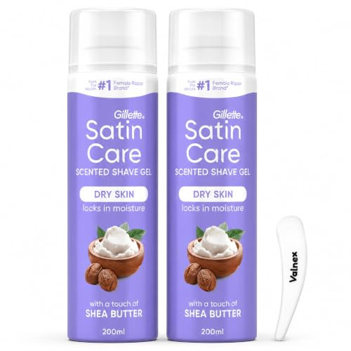 Satin Care Shave Gel Dry Skin Shea Butter Silk 200ML X2, Women’s Shaving Gel For Smooth Glide, Hydrating Razor Shave Gel For Soft & Comfortable Skin
