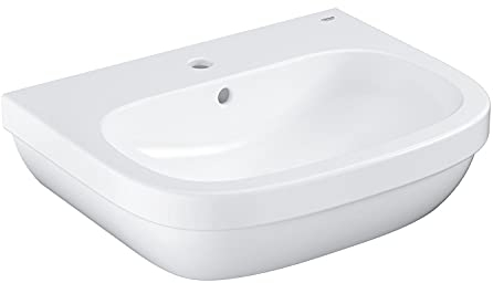 Grohe Euro Keramik | Waschtisch (Waschbecken, Waschplatz), 60 cm breit | Wandhängend, Weiß, mit Überlauf und Hahnloch | 39335000