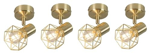 Qazqa Verstellbarer Deckenstrahler, Deckenspot - Mosh - Gold, Rund, Ideal als, Im 4er-Set.