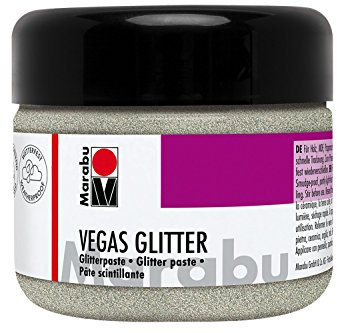 Marabu 12690025582 - Glitzernde Effektpaste, Vegas Glitter silber 225 ml, auf Wasserbasis, wetterfest, schnell trocknend, zum Pinseln oder Schablonieren auf saugenden Untergründen