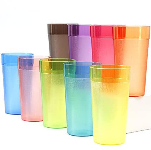 Youngever 18er Set 600ML Plastik Becher, Kunststoff Unzerbrechliche Trinkbecher, Trinkgläser in 6 verschiedenen Farben