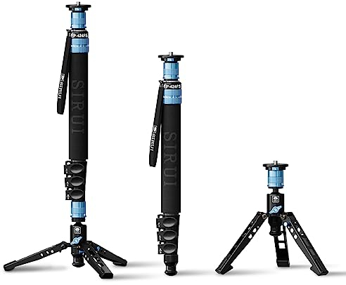 SIRUI P-424FS Camera Monopod for Photography, 160cm Carbon Fibre Monopod with Removable Tripod Stand Base, Travel Hiking Walking Stick for DSLR Camera, Video Camcorder, Max Load 12kg