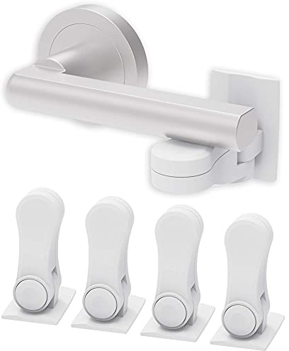 Inaya Child Proof Door Lever Lock (4-Pack) - Door Handle Lock - 3M Adhesive - Minimalist Design - No Drilling Child Safety Door Handle Locks