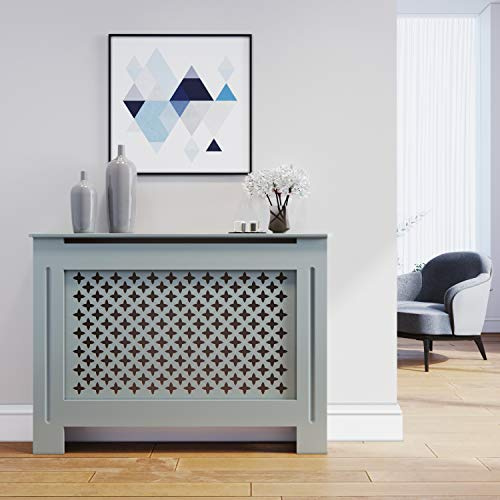 ELEGANT Medium Radiator Covers Cross Slat Grey Painted Cabinet