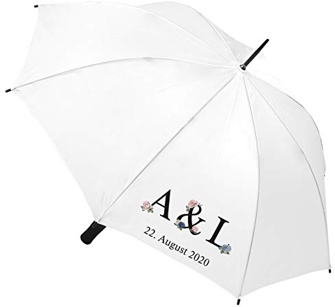 Herz & Heim® Hochzeits-Schirm mit Personalisierung - Motiv zur Auswahl Blumen