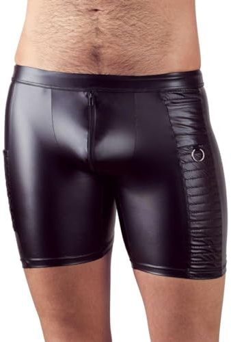 NEK Herren Radler XL - figurbetonte Fetish-Radler für Männer, eingefasster Front-Reißverschluss, edler Matt-Look, gesteppte Seitentaschen, schwarz, 160 g