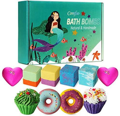 10 Bath Bombs for Kids, Bath Bomb Gift Set, Natural Bubble Bathbombs, Shea Butter Dry Skin Moisturize, Fizzy Spa Bath for Her Mom Women Kids Girls Girlfriend, Birthday, Mothers Day Gifts