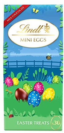 Lindt Solid Mini Eggs Canister, 177 g - Perfect for Easter Egg Hunt and Treating - Individually-Wrapped Lindt Milk Mini Eggs With a Solid Filling