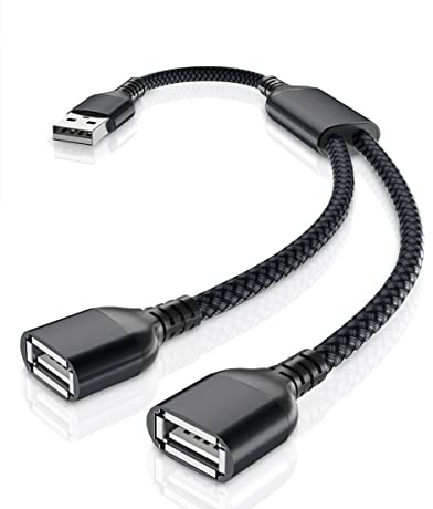 BASESAILOR USB Splitter 2 Port 0.3M,USBA 2.0 Male to Double Female Adapter | USB Y Extension Cord Cable,1 In 2 Out Dual USBA Extender Hub,Data Power Charger Split Converter For Car,Xbox,PS4,PS5,Laptop