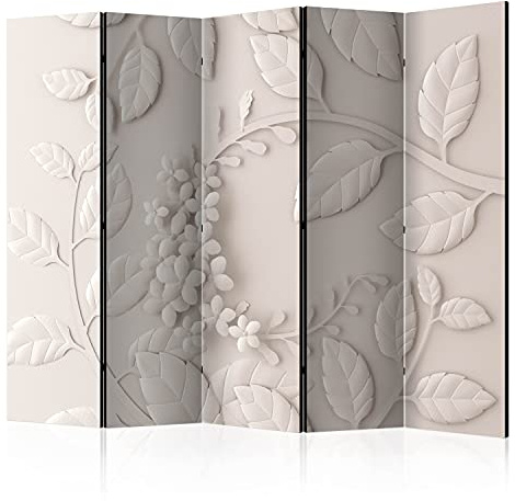 murando - Paravent Raumteiler Blumen, 225x172 cm, 5-teilig, Wohnzimmer | Mobiler Sichtschutz, sofort einsatzbereit, Holzrahmen, ideal fürs Wohnzimmer oder Büro, geruchsneutral, lichtbeständig