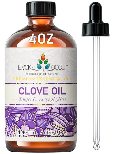 EVOKE OCCU Huile Essentielle de Girofle 118 ml,Huile de Clou de Girofle Pure pour le Massage de la Peau Diffuseur d'Aromathérapie-4 FL Oz