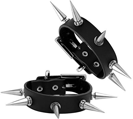 Milakoo 2 Stück Punk-Stil PU-Leder Armband Armreif mit Nieten Spiked Accent, Leder, Kein Edelstein
