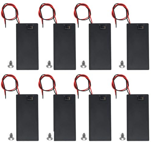 9V Battery Holder,8 Pack 9 Volt Battery Holder with Switch, 9 Volt Battery Connector for DIY Charging Power Supply