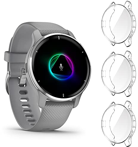 Diruite 3 Pezzi Compatibile con Garmin Venu 2 Plus Custodia Protettiva, Protección Completa TPU Cover Protettiva per Garmin Venu 2 Plus Case