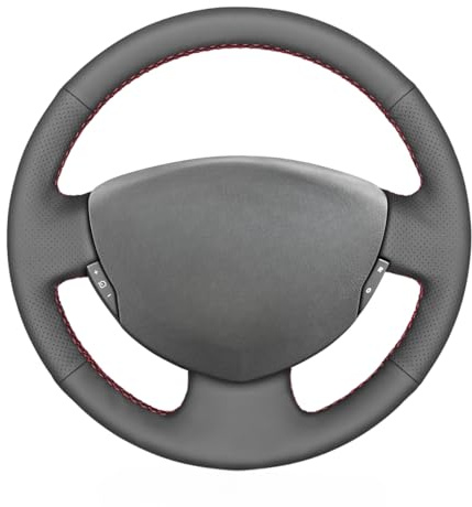 MEWANT Passgenauer Lenkradbezug zum Nähen für Renault Clio | Renault Clio 2 2001-2008 / Twingo 2 2007-2014 / Dacia Sandero 2008-2012 / Clio Atmungsaktiv Für Beheizte Lenkräder Langlebig