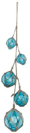 Sea-Club Fischerkugel-Leine Maritime Deko Glas/Tau Ø=10cm meerblau