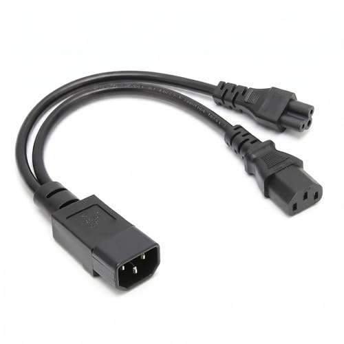 Bewinner IEC320 C14 auf C13 C5 Netzkabel, 1 Fuß IEC320 C14 Stecker auf C13 und C5 Buchse Verlängerungskabel, 10A 250V Y-Splitter Computer-Netzsteckerkabel