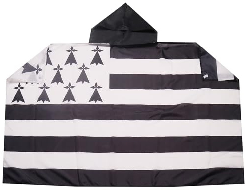 AZ FLAG Cape Bretagne 150x90 cm Breton Polyester Léger | Usage intérieur Cape de supporter bords cousus et finition légère
