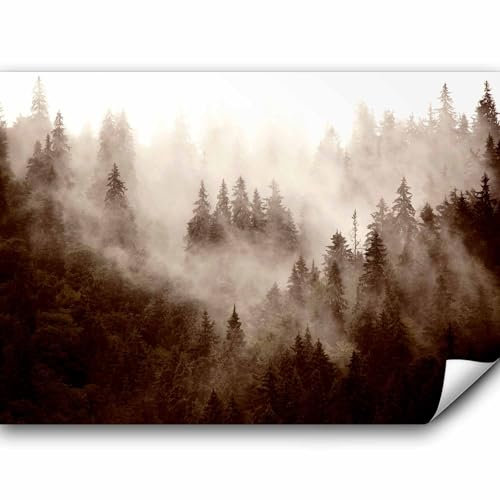 murando Fototapete Premium-Vlies Wald Nebel 450x315cm Foto Tapete Schlafzimmer Wohnzimmer Vliestapete XXL Motivtapeten Bildtapete 3d Effekt Wand Dekoration Flur Natur Landschaft skandinavisch