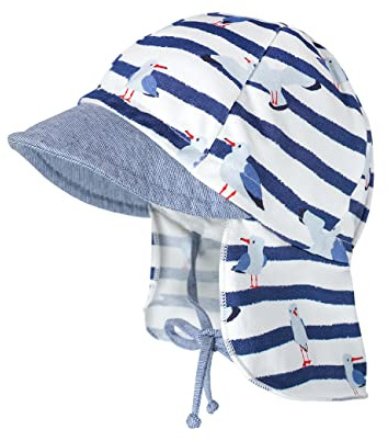 maximo Unisex MINI-Schildmütze Marine-wollweiß, maritim, Jersey Bedruckt, Nackenschutz, Bindeband, Sonnenhut Made in Germany (as3, Numeric, Numeric_49)