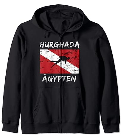 Hurghada Tauchen Rotes Meer Design Taucher Urlaub Ägypten Kapuzenjacke