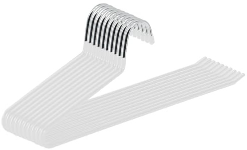 ABHENG Perchas para Pantalones con Lado Abierto, Perchas organizadoras, Paquete de 10, Metal Cromado, 38 x 0,5 x 13 cm, Blanco, AIY0510W