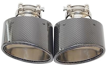 Endrohrblenden (2 Stück) ovale, schräge Carbonfaser-Auspuffspitzen, Schalldämpfer-Endrohrspitze Auspuffblende Blenden(70mm Inlet)