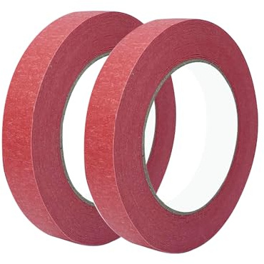 Qrity 2 Ruban de Masquage à Usage Général 15mm x 50m, pour la Protection des Surfaces Lors de Travaux de Décoration/Peinture, Rouge