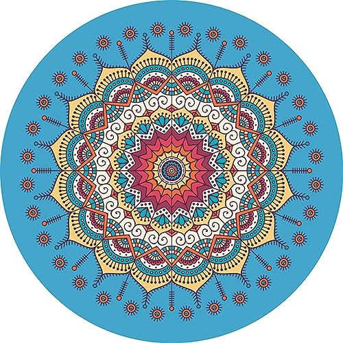 RajoNN Hochwertige, Bedruckte Yogamatte, rutschfest, Mandala-Meditationsteppich, 5 mm dick, Trainingsmatte, 139,7 x 139,7 cm, für Pilates, Outdoor-Sportarten