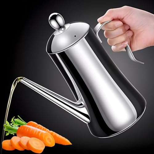 HAILM Olivenöl-Spenderflasche Aus Edelstahl Auslaufsicherer Öl Ausgießer Öl Karaffe Küchenölbehälter Tropffreier Auslauf Für Kochrestaurant-Party-Camping,1000ml