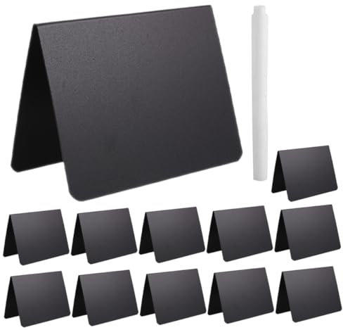 TEHAUX Doppelseitige Kleiner Kreidetafelschilder aus Kunststoff Abwischbar und Wiederverwendbar Schwarz für Tischdekoration und Preisauszeichnung