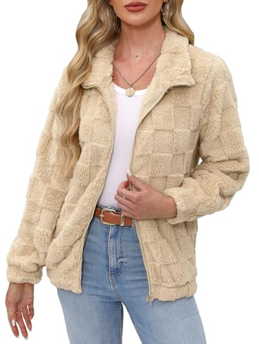BesserBay Veste d'hiver chaude à col montant en polaire pour femme avec poches entièrement zippées, taille S à XXL, M