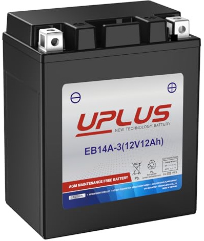 UPLUS YTX14AHL-BS Motorcycle Battery, EB14A-3 12V 12Ah SLA Batteries Maintenance Free Scooter ATV AGM Battery, Replacement for PTX14AHL-BS, GTX14AHL-BS, YUAM62H4L, YB14L-A2, 12N14-3A, YB14L-B2, ETX15L