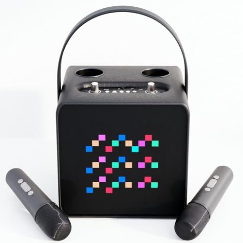 Portable Karaoke Machine & Speaker, 2 Wireless Microphones, LED Light Display, Wireless Connectivity, Perfect for Adults and Kids