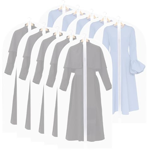 Zythrem 10 Stück Kleidersack Anzug Lange 60 * 120CM+ 60 * 140CM Kleidersäcke Mottensicher Kleidersäcke mit Reißverschluss Kleiderschutzhülle Transparent für Kleider Abendkleider Mantel Langer Rock