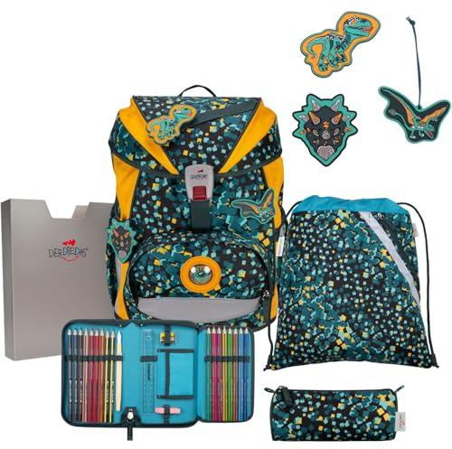 DerDieDas Schulranzen Set 5-TLG. ErgoFlex Dino Time