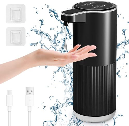 Cuteefun Automatic Liquid Soap Dispenser, 400ml Rechargeable Touchless Hand Soap Dispenser, 4-Level Adjustable Liquid Volume, IPX5 Waterproof, Wall Mounted Soap Dispenser for Kitchen, Bathroom, Black