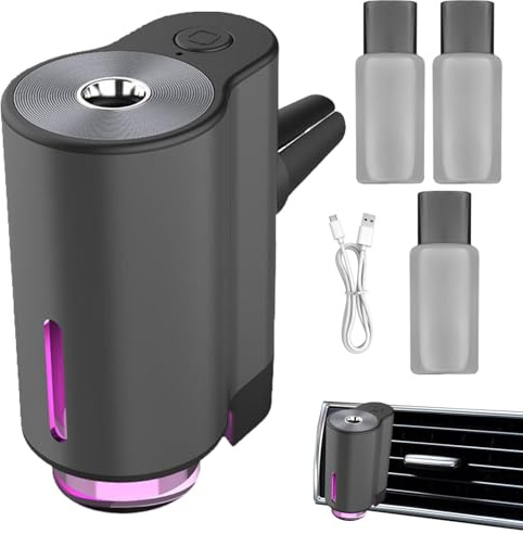 Diffuseur d'huile de ventilation - Désodorisant électrique - Diffuseur d'huile intelligent avec clip de ventilation rechargeable | Spray d'aromathérapie Enhance Car Ambiance pour voiture