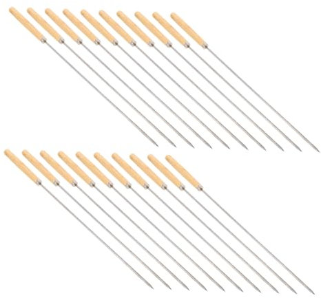 Kisangel 20pièces Brochettes Barbecue Inox Ustensiles Grillades Bâtonnets Barbecue Accessoires Pique- Outils Cuisson