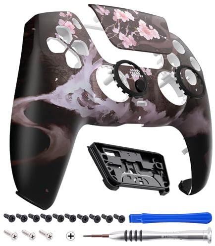 eXtremeRate LUNA Redesigned Front Shell Touchpad Compatible with ps5 Controller BDM-010 020 030 040 050, Blossom In The Darkness Replacement Faceplate Case Custom Cover Compatible with ps5 Controller